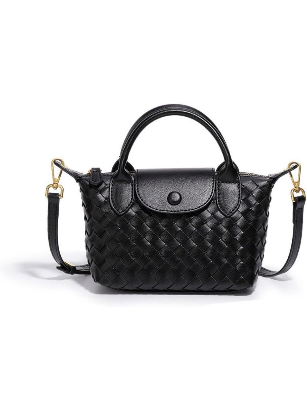 Mini Braided Luxury Leather Handbag - Stylish Top Handle Satchel for Travel